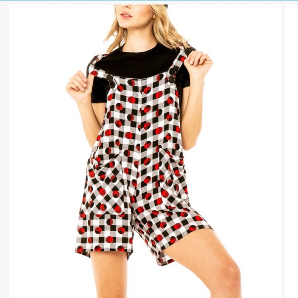 Paolino Plaid Pocket Overall Romper